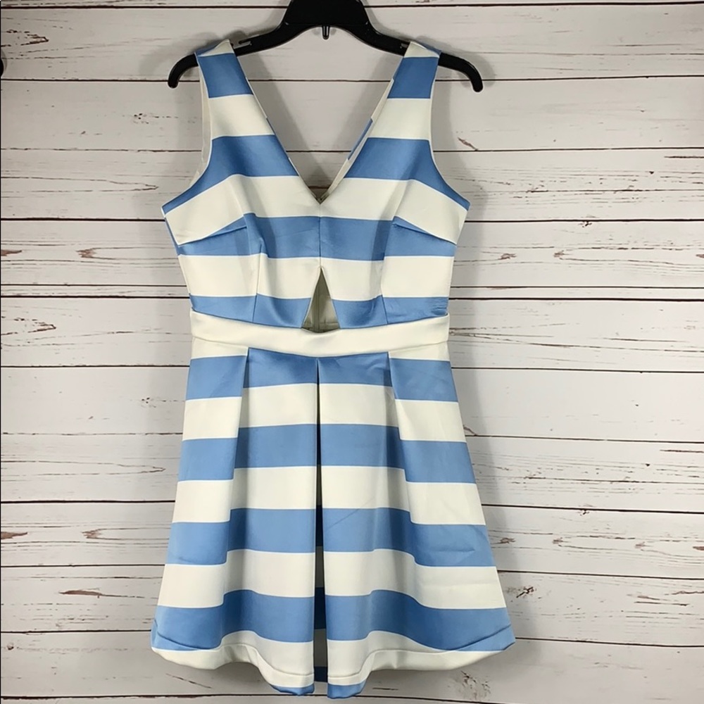 NWT Gianni Bini Carolina blue striped cutout dress